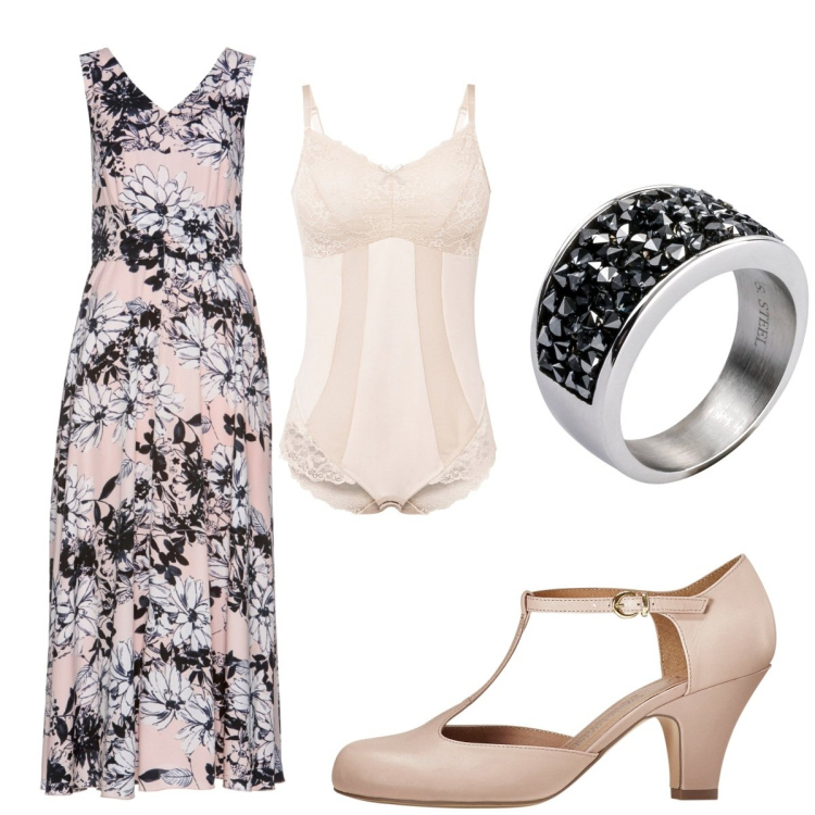Outfit donna - Bonprix - Cerimonia in Aprile. Stile Bon Ton per Cerimonia. Abbinamento con anelli, vestiti lunghi, body, décolleté.