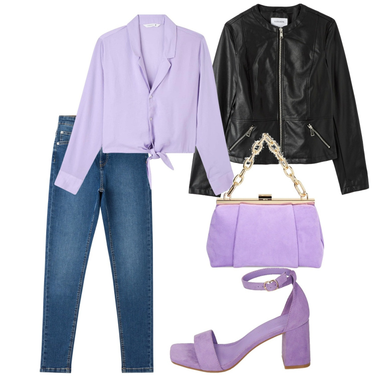Outfit donna - Stuck in pink. Stile Casual chic per Tutti i giorni. Abbinamento con camicie, jeans skinny, blazer, sandali col tacco, borse a spalla.
