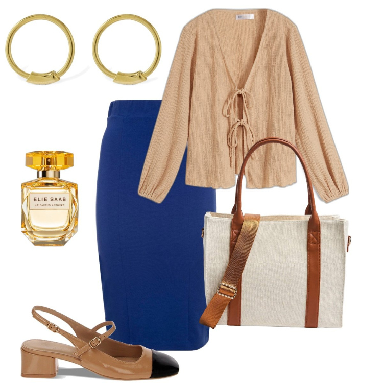 Outfit donna - Le Mary Jane. Stile Bon Ton per Ufficio. Abbinamento con cardigans, profumi, shopping bag, décolleté, orecchini, gonne.