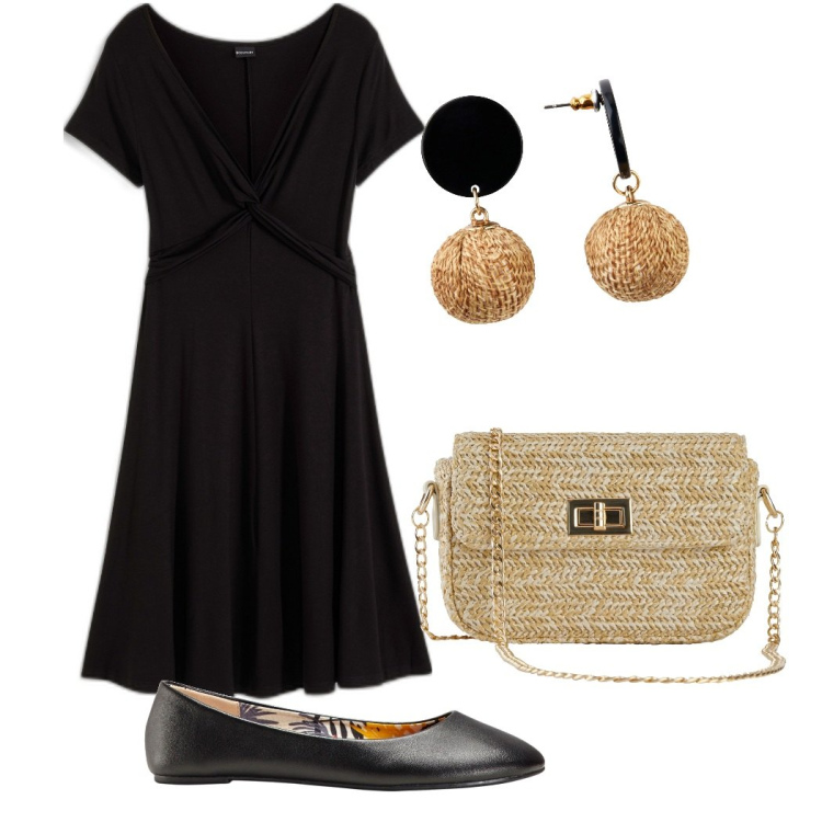 Outfit donna - Cerimonia informale. Stile Casual per Cerimonia. Abbinamento con vestiti lunghi, ballerine, orecchini, borse a mano.