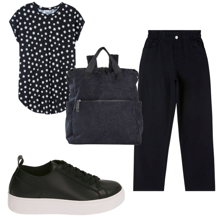 Outfit donna - Total look #1851316. Stile Basic per Tutti i giorni. Abbinamento con zaini, t-shirt, pantaloni, sneakers.