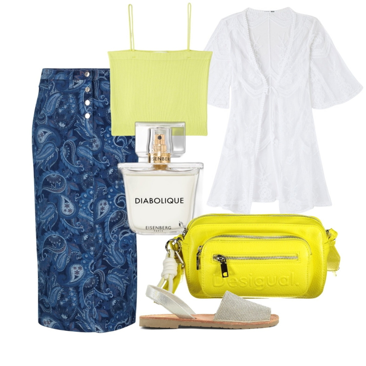 Outfit donna - La camicia sopra. Stile Casual chic per Tutti i giorni. Abbinamento con gonne, canottiere, caftani, profumi, borse a spalla, sandali in pelle.