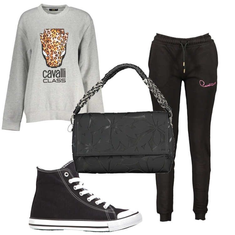 Outfit donna - Total look #1851372. Stile Basic per Tutti i giorni. Abbinamento con sneakers alte, pantaloni, felpe, borse a spalla.