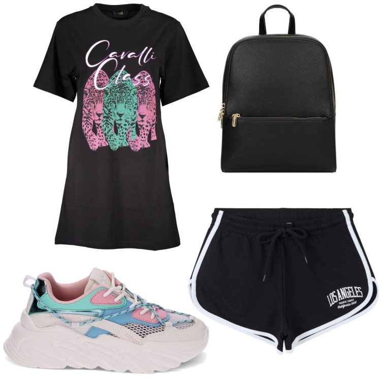Outfit donna - Total look #1852077. Stile Basic per Sport. Abbinamento con shorts, sneakers, zaini, vestiti corti.