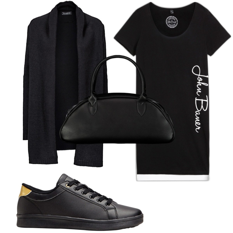 Outfit donna - Total look #1852081. Stile Basic per Tutti i giorni. Abbinamento con cardigans, sneakers, vestiti, borse a spalla.