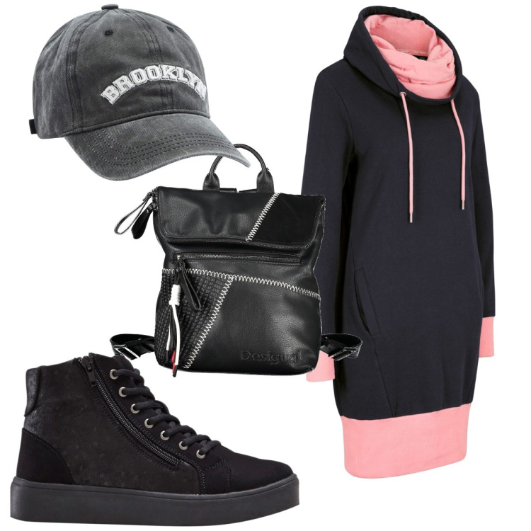 Outfit donna - Total look #1852096. Stile Urban per Tutti i giorni. Abbinamento con sneakers alte, vestiti, cappelli, zaini.