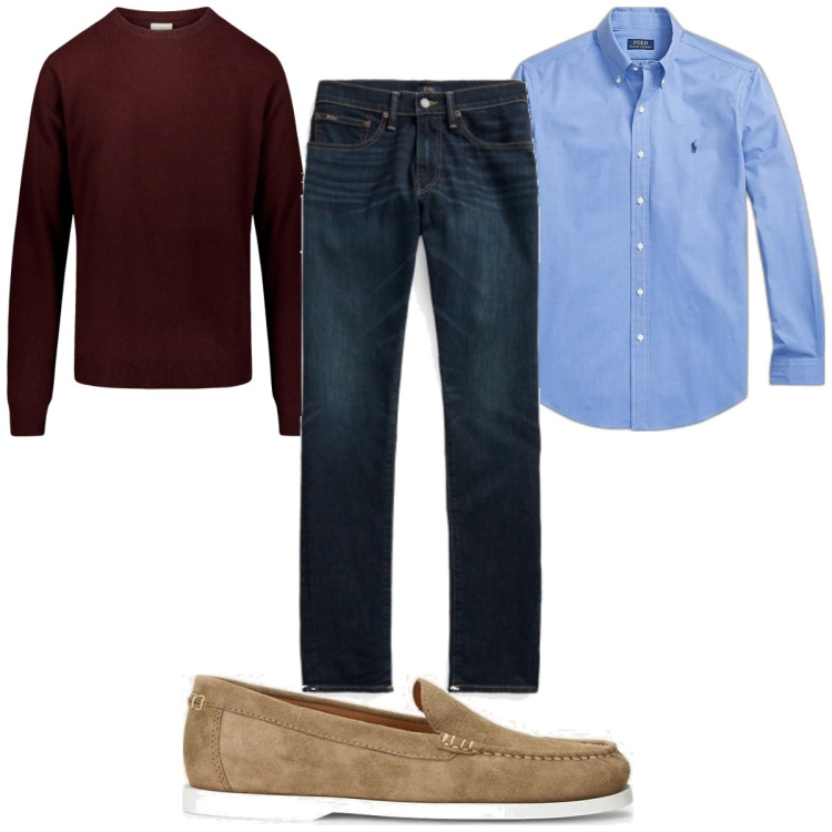 Outfit uomo - Total look #1852109. Stile Casual per Ufficio. Abbinamento con jeans skinny, scarpe stringate, camicie, maglieria.