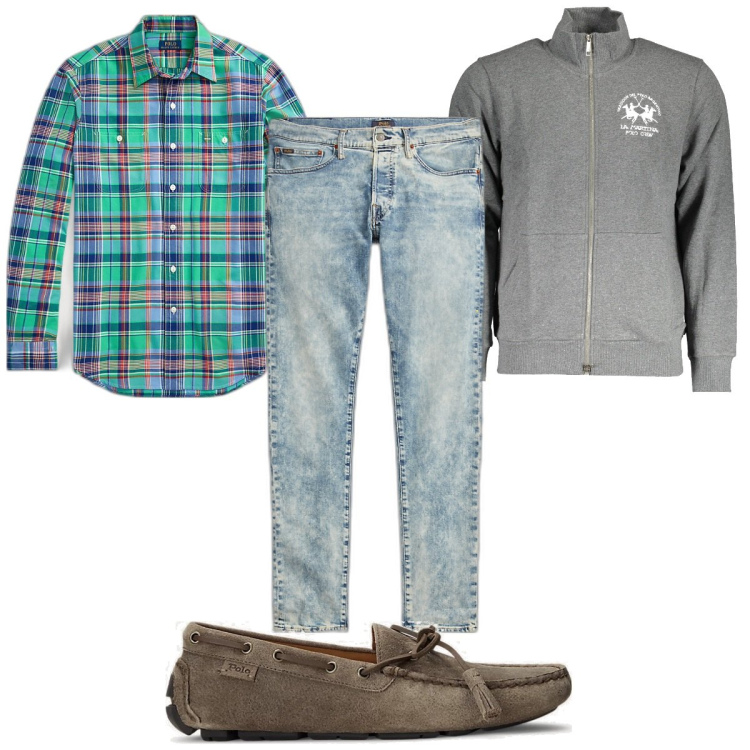 Outfit uomo - Total look #1852160. Stile Casual per Tutti i giorni. Abbinamento con scarpe stringate, camicie, jeans, felpe.