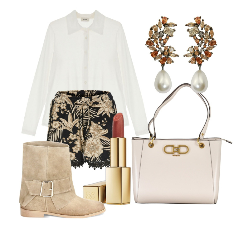 Outfit donna - Ghost outfitter - aprile. Stile Casual chic per Tutti i giorni. Abbinamento con shorts, orecchini, rossetti, stivaletti texani, camicie, borse a spalla.