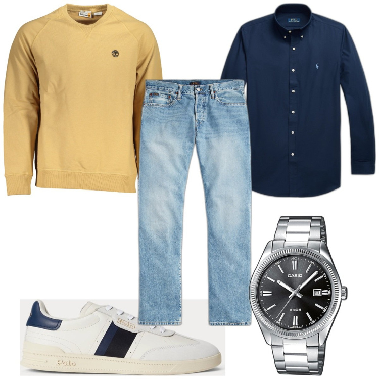 Outfit uomo - Total look #1852239. Stile Casual per Tutti i giorni. Abbinamento con orologi, camicie, jeans, sneakers, felpe.