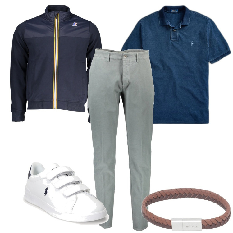 Outfit uomo - Total look #1852260. Stile Casual per Tutti i giorni. Abbinamento con braccialetti, polo, sneakers, pantaloni, felpe.