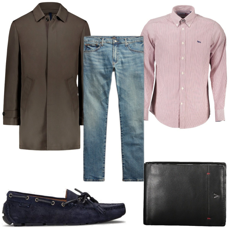Outfit uomo - Total look #1852265. Stile Casual per Tutti i giorni. Abbinamento con jeans, scarpe stringate, giacche, camicie, portafogli.
