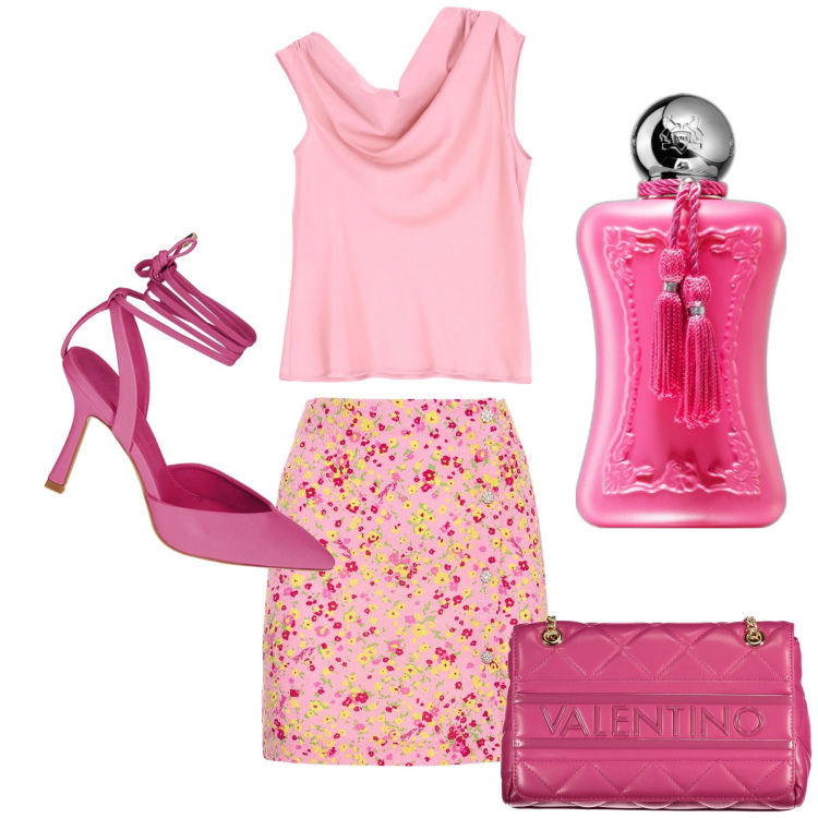 Outfit donna - Non solo pastello. Stile Glamour per Tutti i giorni. Abbinamento con profumi, canottiere, décolleté, minigonne, borse a spalla.