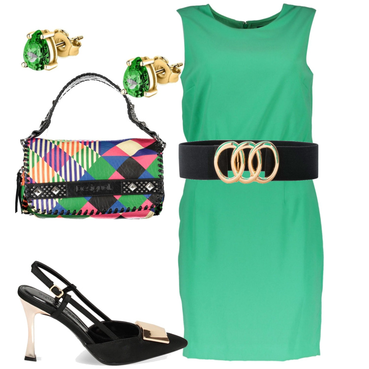 Outfit donna - Total look #1852375. Stile Trendy per Tutti i giorni. Abbinamento con cinture, orecchini, décolleté, vestiti corti, collane.