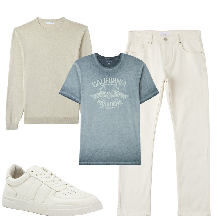 Outfit uomo - Total look #1852404. Stile Trendy per Tutti i giorni. Abbinamento con t-shirt, pullovers, sneakers, jeans.