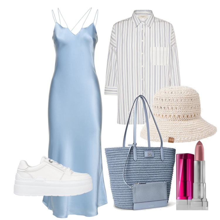 Outfit donna - Ghost outfitter - aprile. Stile Trendy per Tutti i giorni. Abbinamento con rossetti, sneakers, cappelli, borse tote, vestiti, camicie.