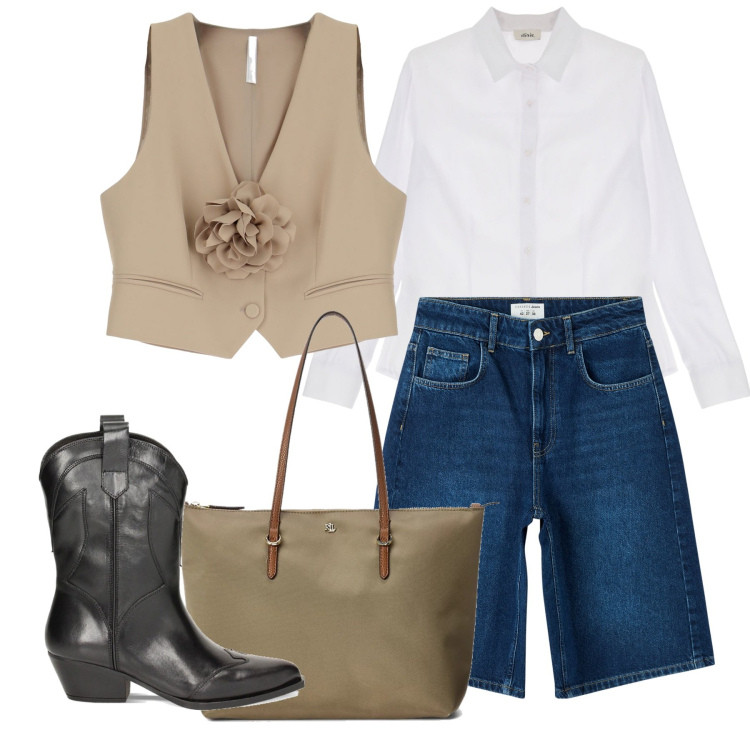 Outfit donna - Ma una vita ce l\'hai??. Stile Urban per Tutti i giorni. Abbinamento con bermuda, gilet, stivaletti, camicie, borse tote.