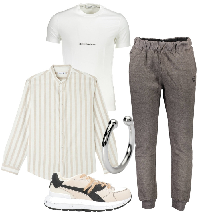 Outfit uomo - City. Stile Urban per Tutti i giorni. Abbinamento con sneakers, camicie, orecchini, pantaloni, t-shirt.