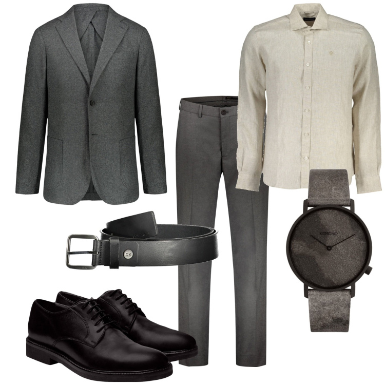 Outfit uomo - Il linguaggio dello stile. Stile Business/Elegante per Ufficio. Abbinamento con orologi, pantaloni, scarpe stringate, giacche, camicie, cinture.