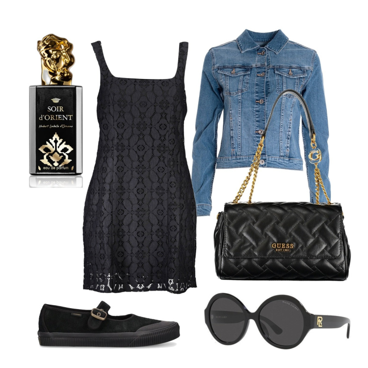Outfit donna - Un po\' vamp.... Stile Trendy per Tutti i giorni. Abbinamento con profumi, giacche, occhiali da sole, vestiti corti, sneakers, borse a spalla.