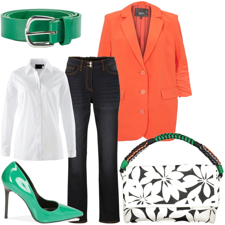 Outfit donna - Verde menta Desigual. Stile Casual chic per Tutti i giorni. Abbinamento con camicie, blazer, jeans dritti, cinture, décolleté, borse a spalla.
