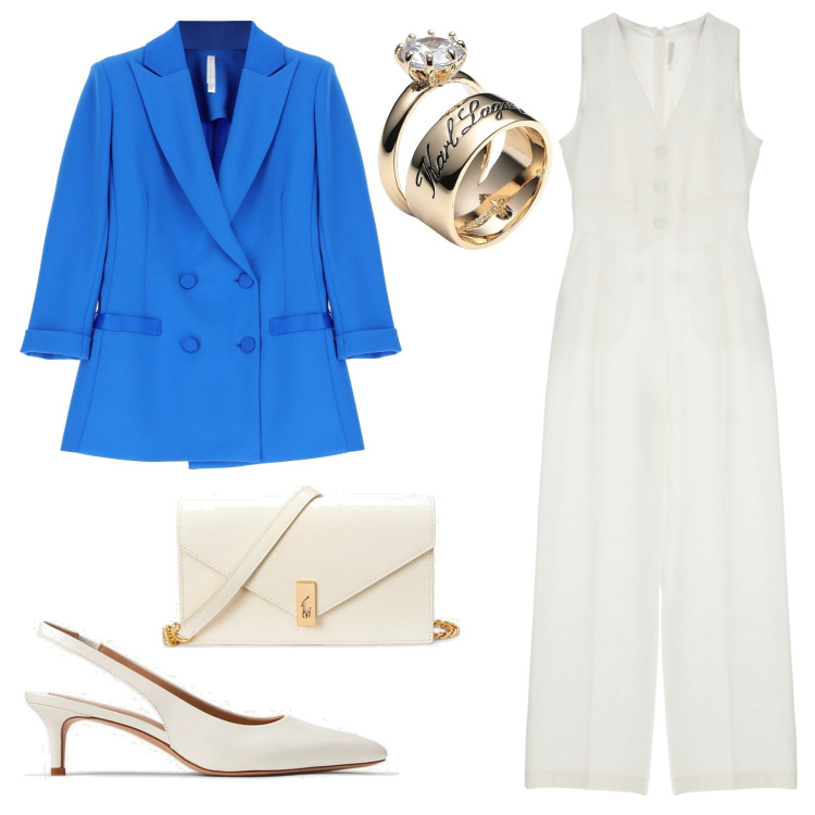 Outfit donna - Imperial spring vibes. Stile Glamour per Cerimonia. Abbinamento con anelli, tute, blazer, décolleté, clutch.