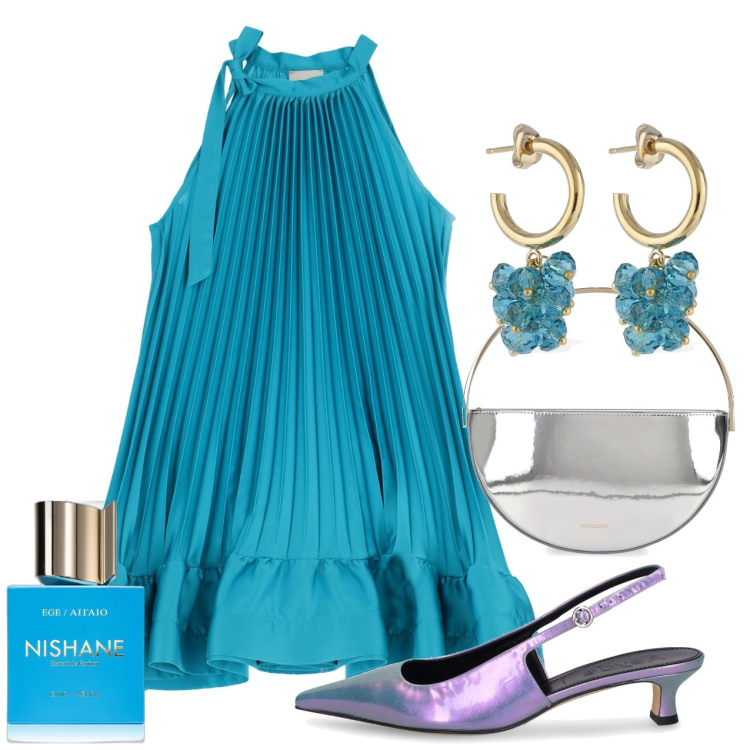 Outfit donna - La mia amica si sposa. Stile Glamour per Cerimonia. Abbinamento con profumi, vestiti corti, décolleté, orecchini, pochette.