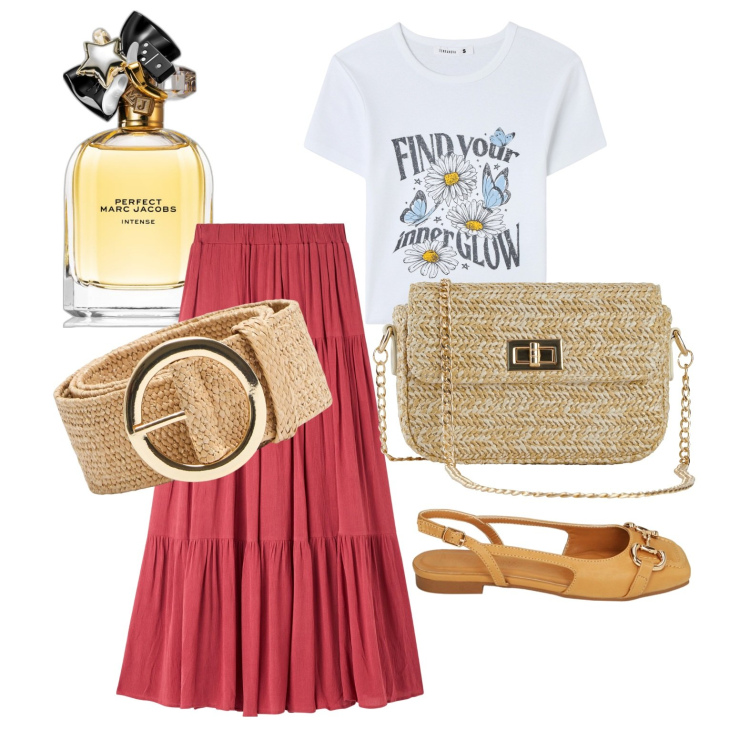 Outfit donna - Libre .... Stile Casual per Tutti i giorni. Abbinamento con borse a mano, profumi, t-shirt, cinture, gonne lunghe, ballerine.