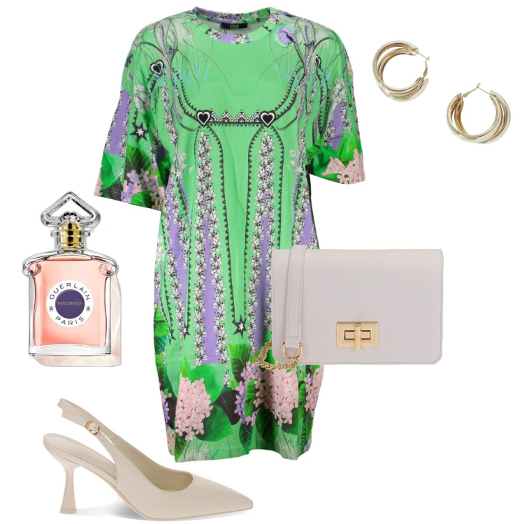 Outfit donna - La borsetta minimal. Stile Bon Ton per Cerimonia. Abbinamento con profumi, décolleté, borse a tracolla, orecchini, vestiti corti.