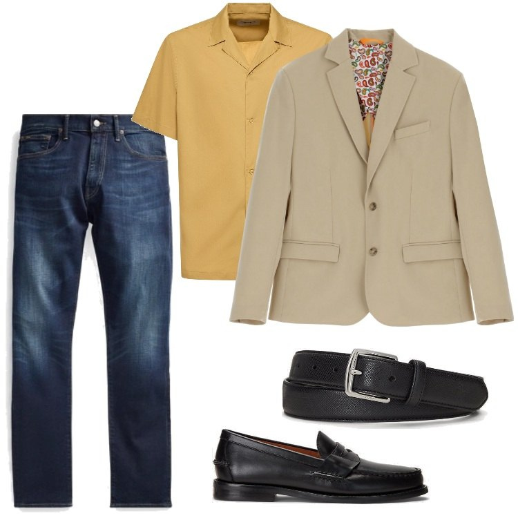 Outfit uomo - Total look #1853648. Stile Casual per Tutti i giorni. Abbinamento con giacche, jeans, cinture, scarpe stringate, camicie.