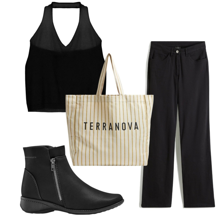 Outfit donna - Total look #1853706. Stile Trendy per Tutti i giorni. Abbinamento con stivaletti, pantaloni, borse tote, maglieria.