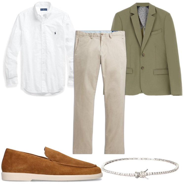 Outfit uomo - Cerimonia trendy. Stile Trendy per Cerimonia. Abbinamento con braccialetti, giacche, pantaloni, camicie, scarpe stringate.