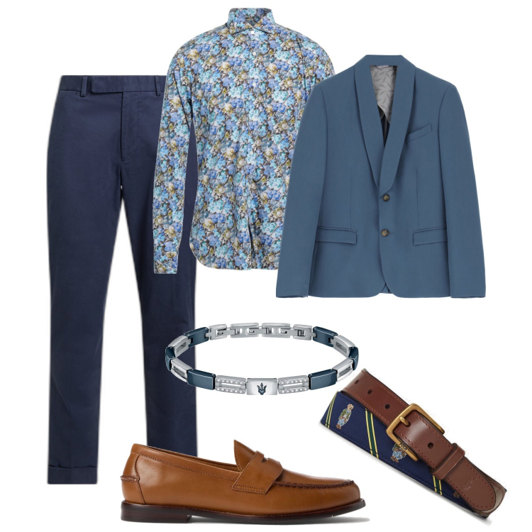 Outfit uomo - Cerimonia per l’uomo moderno. Stile Business/Elegante per Cerimonia. Abbinamento con camicie, braccialetti, giacche, scarpe stringate, cinture, pantaloni chino.
