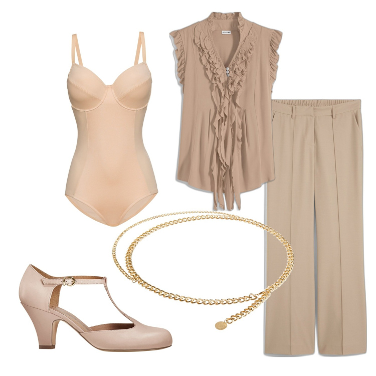 Outfit donna - Look cerimonia. Stile Vintage retrò per Cerimonia. Abbinamento con body, maglieria, pantaloni, décolleté, cinture.