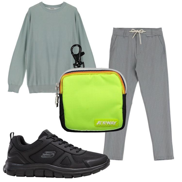 Outfit uomo - Total look #1854189. Stile Trendy per Tutti i giorni. Abbinamento con sneakers, pullovers, pantaloni, portafogli.