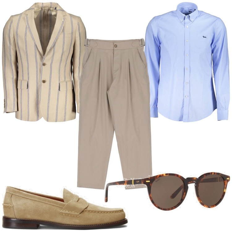 Outfit uomo - Total look #1854252. Stile Trendy per Tutti i giorni. Abbinamento con pantaloni, occhiali da sole, scarpe stringate, giacche, camicie.