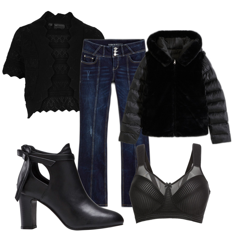 Outfit donna - Total look #1854314. Stile Casual per Tutti i giorni. Abbinamento con jeans bootcut, reggiseni, giacche, blazer, stivaletti.