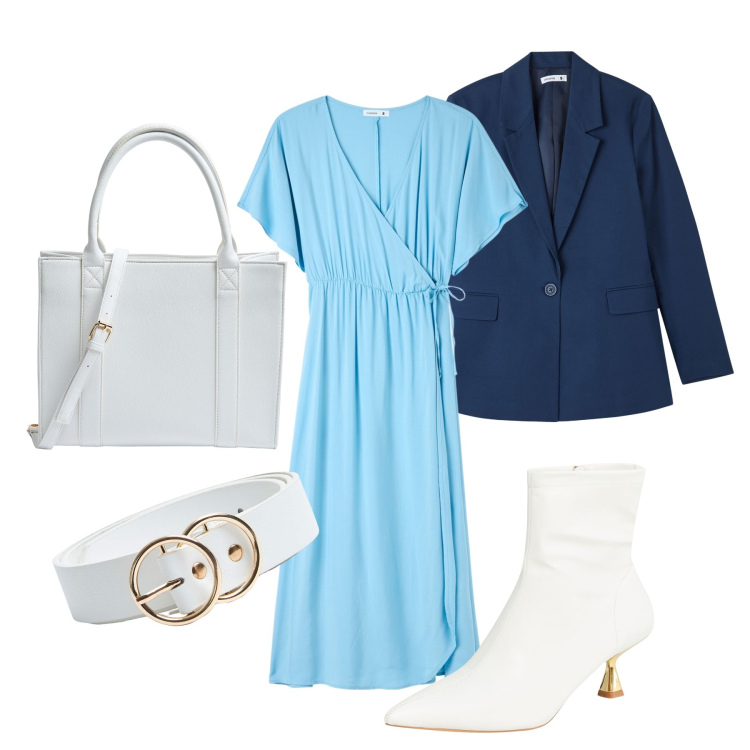 Outfit donna - Total look #1854319. Stile Glamour per Serata fuori. Abbinamento con vestiti lunghi, blazer, cinture, stivaletti, shopping bag.