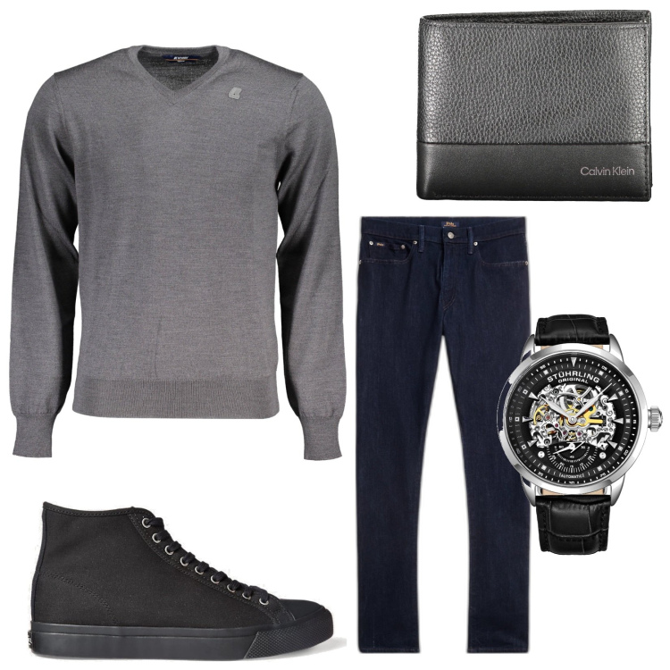 Outfit uomo - Total look #1854320. Stile Casual per Tutti i giorni. Abbinamento con orologi, sneakers, jeans, maglieria, portafogli.