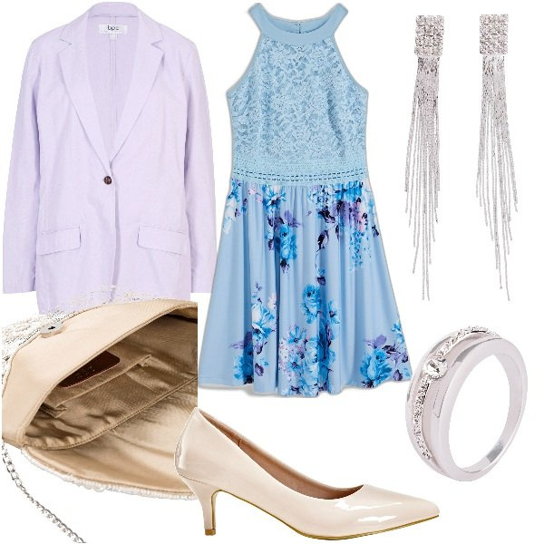 Outfit donna - bonprix - Cerimonia in aprile. Stile Glamour per Cerimonia. Abbinamento con anelli, pochette, orecchini, vestiti, décolleté, blazer.