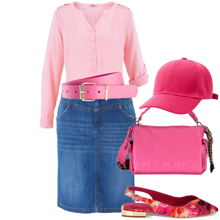 Outfit donna - Total look #1854512. Stile Casual per Tutti i giorni. Abbinamento con tuniche, gonne, cinture, cappelli, ballerine, borse a spalla.