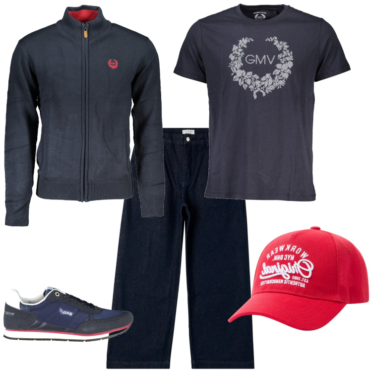 Outfit uomo - Urban per tutti i giorni. Stile Urban per Tutti i giorni. Abbinamento con cappelli, jeans, t-shirt, cardigans, scarpe sportive.