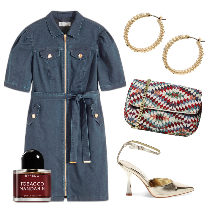 Outfit donna - Aperitivo con la BF. Stile Trendy per Serata fuori. Abbinamento con orecchini, vestiti, profumi, pochette, décolleté.