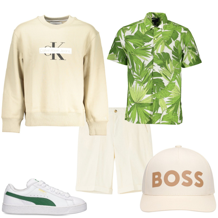 Outfit uomo - Casual week end al mare. Stile Casual per Mare. Abbinamento con bermuda, cappelli, felpe, sneakers, camicie a manica corta.