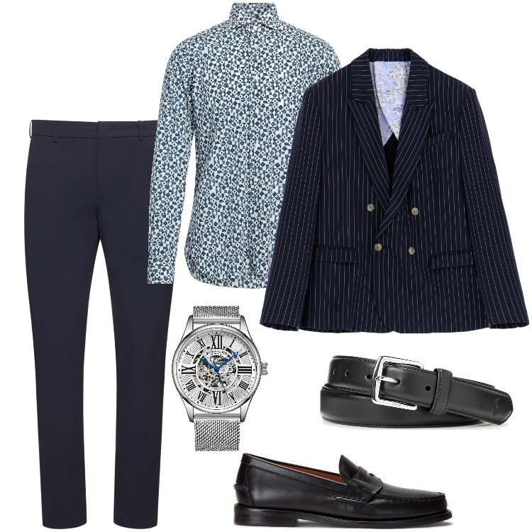 Outfit uomo - Total look #1854750. Stile Business/Elegante per Cerimonia. Abbinamento con camicie, orologi, giacche, scarpe stringate, cinture, pantaloni.