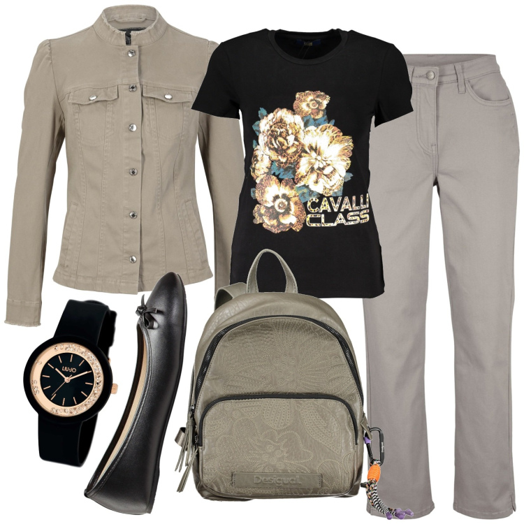 Outfit donna - Total look #1854762. Stile Casual per Tutti i giorni. Abbinamento con ballerine, blazer, pantaloni, orologi, t-shirt, zaini.