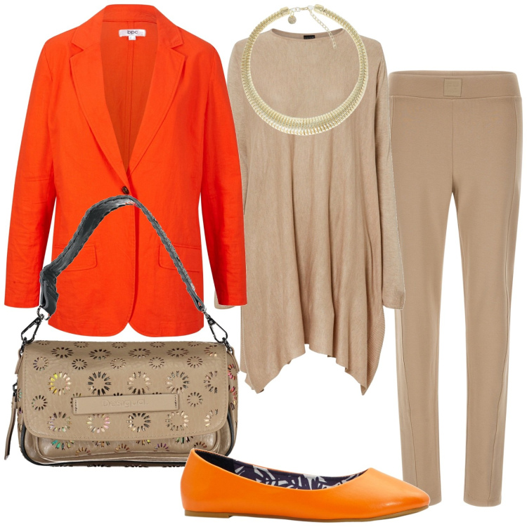 Outfit donna - Total look #1854764. Stile Casual per Tutti i giorni. Abbinamento con maglieria, blazer, ballerine, pantaloni, collane, borse a spalla.