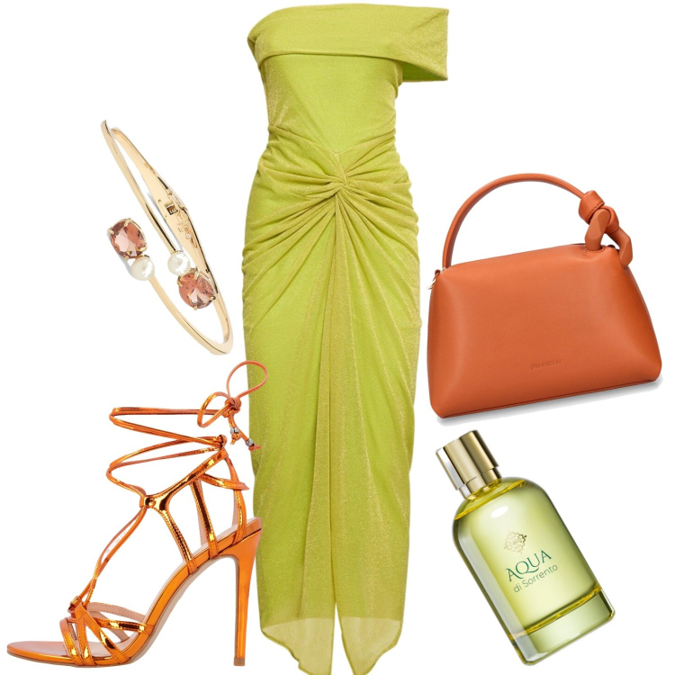 Outfit donna - Vestito Luisaviaroma. Stile Urban per Cerimonia. Abbinamento con profumi, sandali in pelle, braccialetti, vestiti, borse a mano.