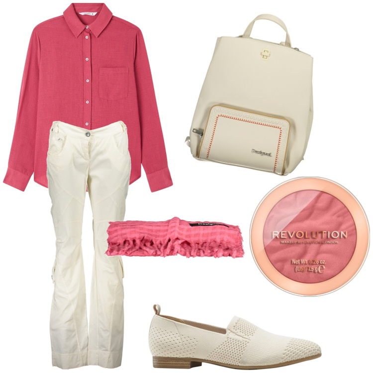 Outfit donna - Total look #1854902. Stile Urban per Tutti i giorni. Abbinamento con mocassini, blush, camicie, pantaloni, zaini, sciarpe.