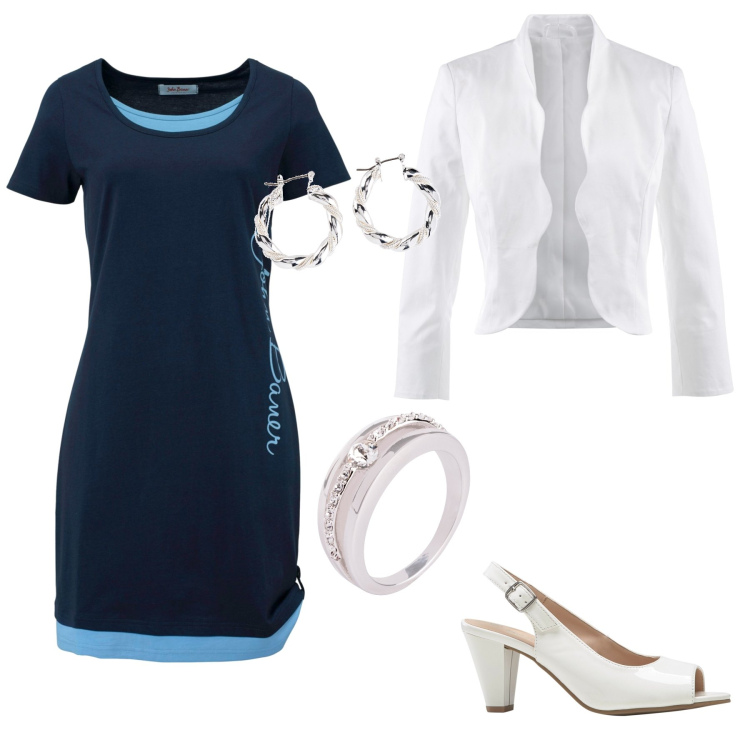 Outfit donna - Bonprix cerimonia in aprile. Stile Chic per Cerimonia. Abbinamento con blazer, anelli, orecchini, vestiti, décolleté.